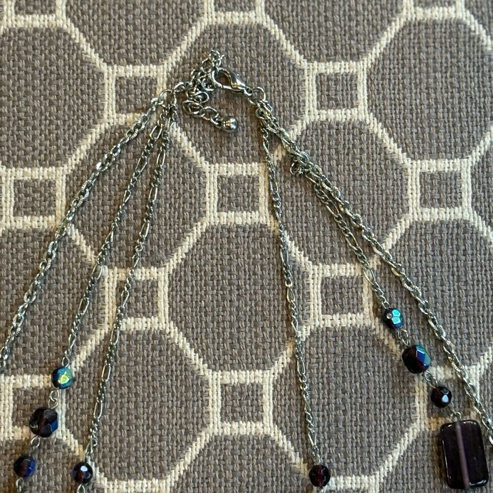 Elegant Multi-Layered Blue, Purple,  and Silver Necklace - Picture 4 of 7